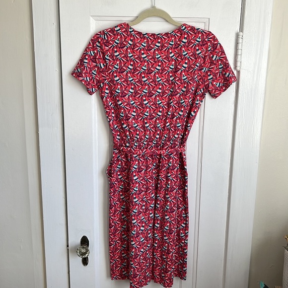Boden Elspeth Jersey Bird Print Pink Jersey Dress - Picture 6 of 8